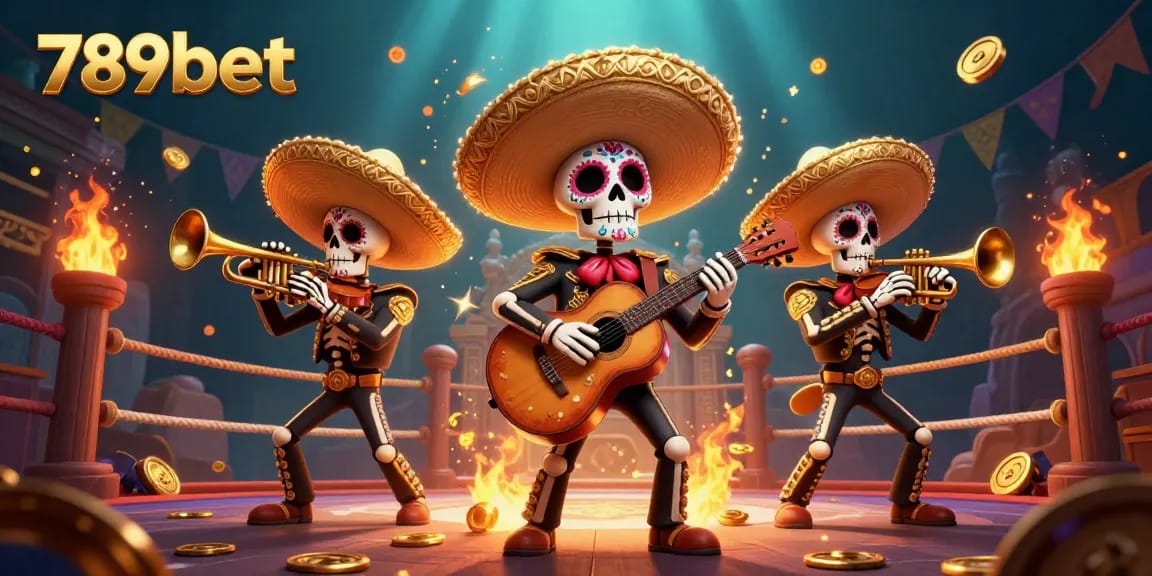 Join the excitement at 789bet with colorful mariachi skeletons celebrating gaming and luck.